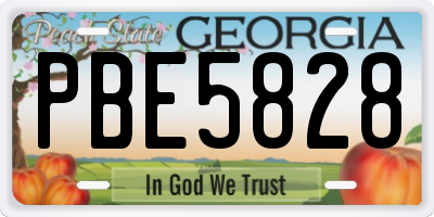 GA license plate PBE5828