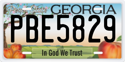 GA license plate PBE5829