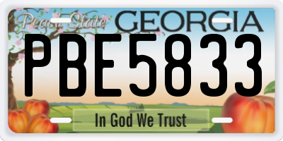 GA license plate PBE5833