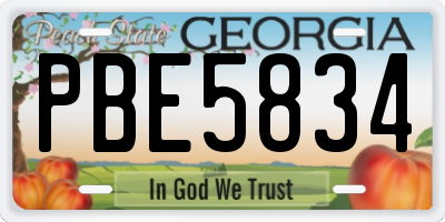 GA license plate PBE5834