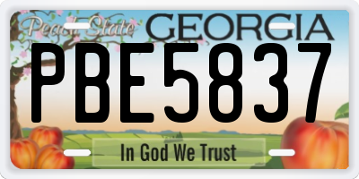 GA license plate PBE5837
