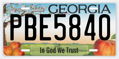 GA license plate PBE5840