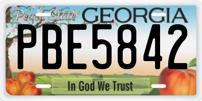 GA license plate PBE5842