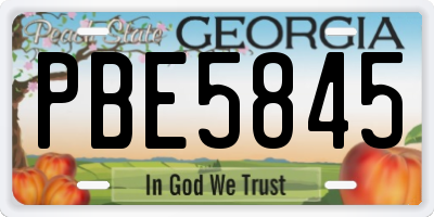 GA license plate PBE5845