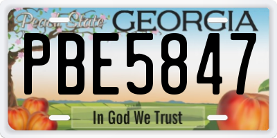 GA license plate PBE5847
