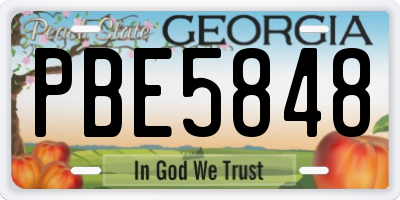 GA license plate PBE5848