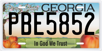 GA license plate PBE5852