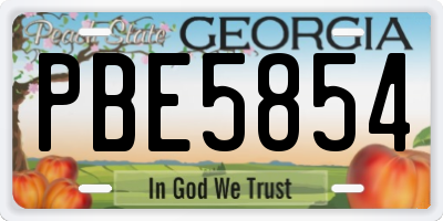GA license plate PBE5854