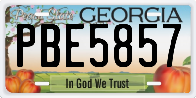 GA license plate PBE5857