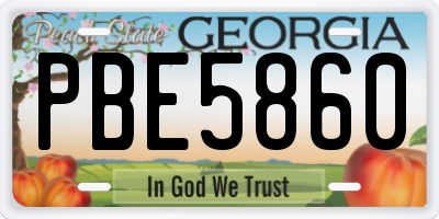 GA license plate PBE5860