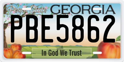GA license plate PBE5862
