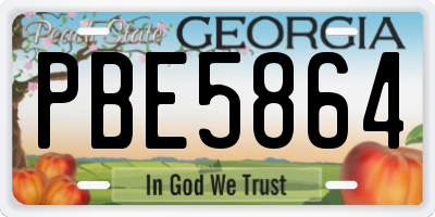 GA license plate PBE5864