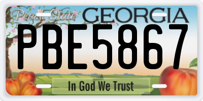 GA license plate PBE5867