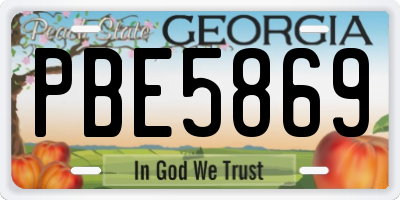 GA license plate PBE5869
