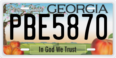 GA license plate PBE5870