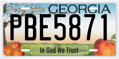 GA license plate PBE5871