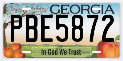 GA license plate PBE5872