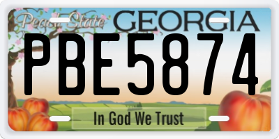 GA license plate PBE5874