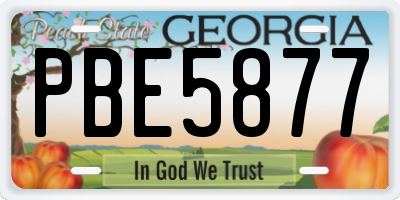 GA license plate PBE5877