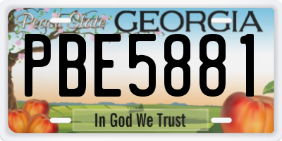 GA license plate PBE5881