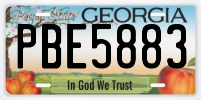 GA license plate PBE5883