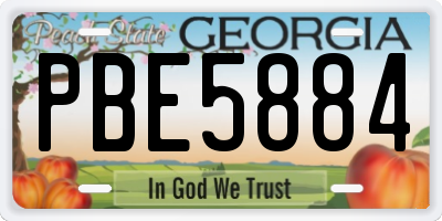GA license plate PBE5884
