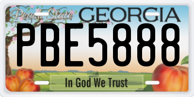GA license plate PBE5888
