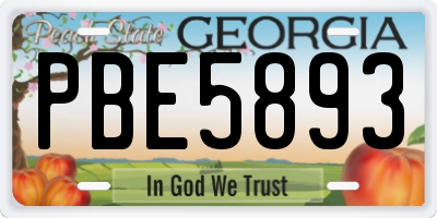 GA license plate PBE5893