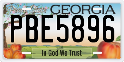 GA license plate PBE5896