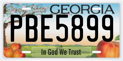 GA license plate PBE5899