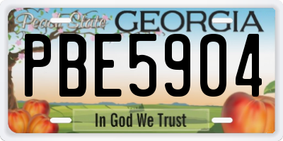 GA license plate PBE5904
