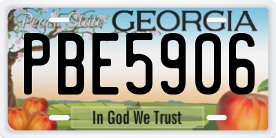 GA license plate PBE5906