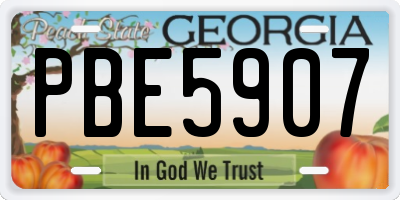GA license plate PBE5907