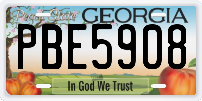 GA license plate PBE5908