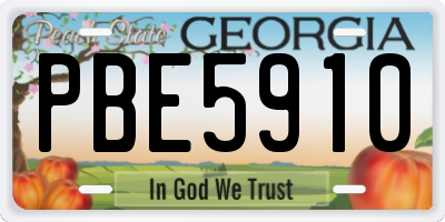 GA license plate PBE5910