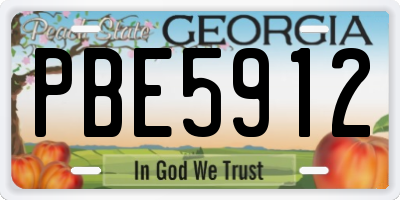 GA license plate PBE5912