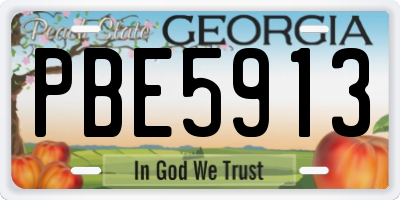 GA license plate PBE5913