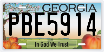 GA license plate PBE5914