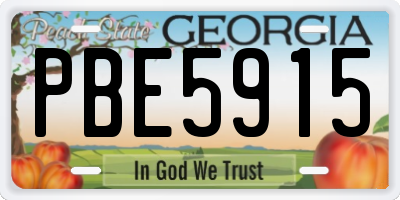 GA license plate PBE5915