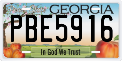 GA license plate PBE5916
