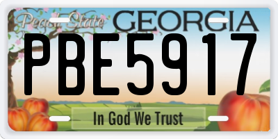 GA license plate PBE5917
