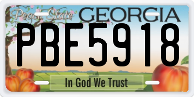 GA license plate PBE5918
