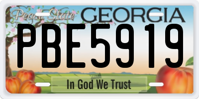 GA license plate PBE5919