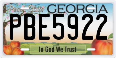 GA license plate PBE5922