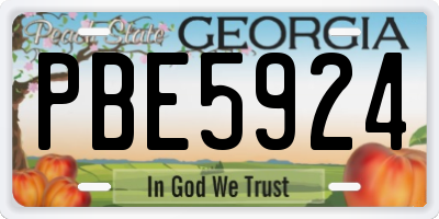 GA license plate PBE5924
