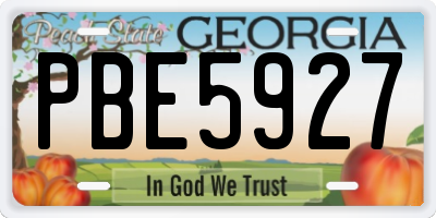 GA license plate PBE5927
