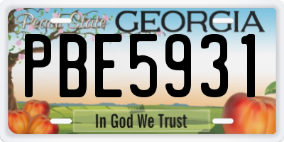GA license plate PBE5931