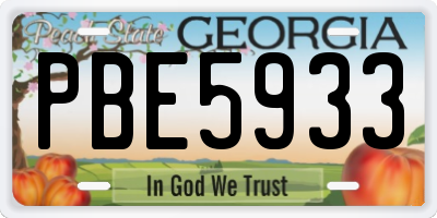 GA license plate PBE5933