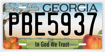GA license plate PBE5937