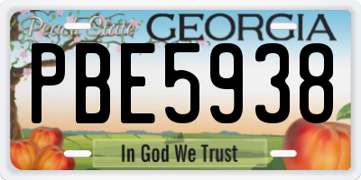 GA license plate PBE5938